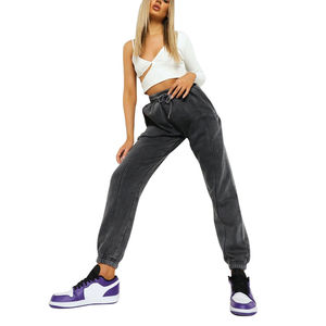 Pantalones Deportivos para Mujer de Alta Calidad, Lavado Ácido, 100% Algodón Orgánico Transpirable, con Etiqueta y Logotipo Personalizados, Venta al Por Mayor de Fábrica OEM - Product Image 1