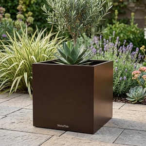 Jardinera Moderna de Metal para Exteriores, Forma Cuadrada, Recubierta con Pintura en Polvo, Maceta Grande para Flores, Contenedor Elevado para Jardín, Cajas para Paisajismo Comercial - Product Image 1
