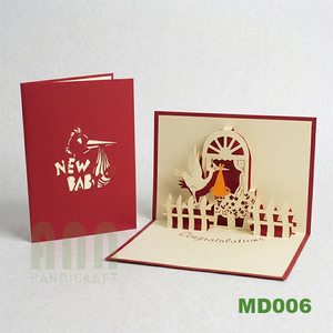 Nouvelle carte d'invitation de baptême bébé cigogne, carte de vœux 3D, cartes pop-up d'anniversaire, artisanat en papier - Product Image 6