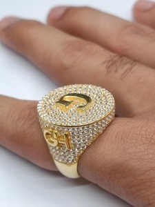 Anillo de Diamantes de Corte Redondo con Claridad VVS, Anillo Hip Hop Personalizado con Iniciales, 2.50Ct, Circonia Cúbica de Corte Redondo, Plata de Ley 925 - Product Image 4