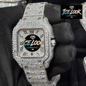 นาฬิกาข้อมือผู้ชาย ICELook หรูหรา สแตนเลสสตีล ทรงเหลี่ยม 38 มม. ระบบอนาล็อก ควอตซ์ หน้าปัดแซฟไฟร์ สายประดับเพชร - Product Image 4