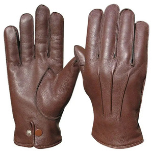 Gants de conduite unisexes en cuir de mouton marron, à doigts entiers, doux et respirants, pour femmes et hommes, toutes saisons - Product Image 1