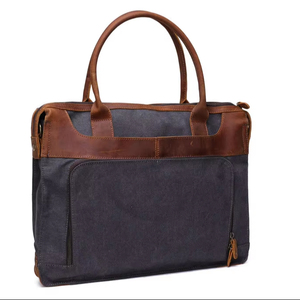 Vintage Style Genuine Leather Briefcase <b>Bag</b> Leather Messenger Shoulder Briefcase Multi Pocket Office Work & Travel Briefcase - Product Image 2
