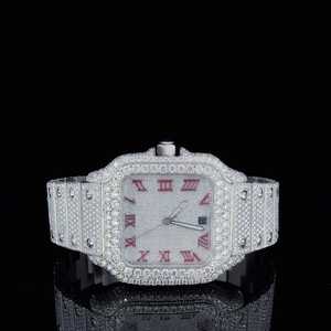 Montre en diamant moissanite de haute qualité avec boîtier en acier inoxydable et mouvement à quartz premium disponible à bon prix - Product Image 1