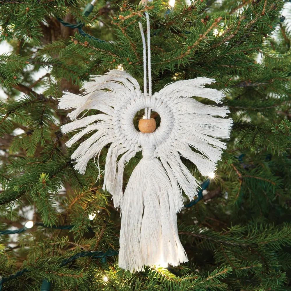 Kit fai da te per albero di Natale in macramè: decorazione da parete boho natalizia con perline - Italia