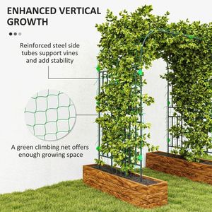 Arco da Giardino in Metallo Alto 2,4 m, Traliccio per Cetrioli e Piante Rampicanti, Rete di Supporto per Piante, Recinzioni e Cancelli - Product Image 2