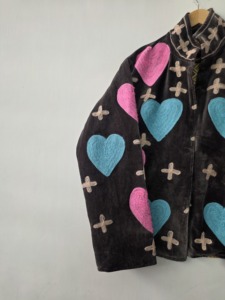 Veste en molleton matelassée respirante et écologique à motif floral brodé en velours pour femme, style Y2K, col ouvert, manches longues, automne - Product Image 4