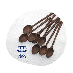 Cucharas de Madera Blue Lotus de 5.8 Pulgadas de Largo, Ecológicas, Reutilizables, para Beber Té, Diseño Minimalista - Product Image 1