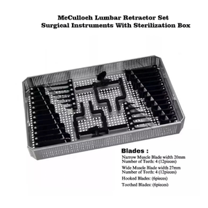 Ensemble de rétracteurs lombaires McCulloch de qualité supérieure avec boîte de stérilisation, instruments chirurgicaux en acier pour la chirurgie orthopédique de la colonne vertébrale - Product Image 1
