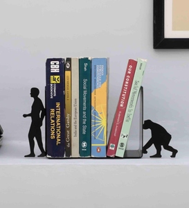 Modern design Evolution bookends matte black PWD coated iron metal bookend modern bookshelf organizer customization available - Product Image 4