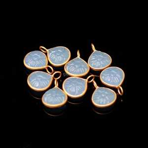 Natural Blue Chalcedony Flower Pendant 925 Sterling <b>Silver</b> Gemstone Pendant Hand Carved Heart Charm Chalcedony For Jewelry Makin - Product Image 4