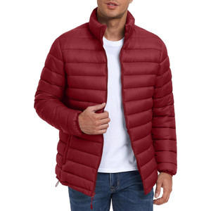 Men's Red White And Navy Block Puffer <b>Jacket</b> Insulated Warm Bubble Coat With Hood For Winter Outdoor Sports Activity - Product Image 5