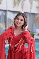 Conjunto de Kurta Prémium Mul Chanderi Listo para Usar con Pantalón de Seda Romana, Tallas M a XXL, con Trabajo de Espejos y Encaje, Traje para Fiesta