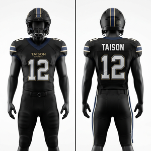 220 GSM Premium Polyester Mesh American Football Uniform Men Short Sleeve Front Printed Grey Burgundy Gold Custom Tackle Twill - Product Image 5