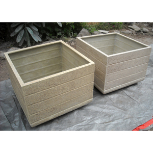Classic KNT Creations FRP Cubo Series Square Fiberglass Lightweight Durable Floor Boughpot Drainage Hole Hand Carved Finish Big - Product Image 3