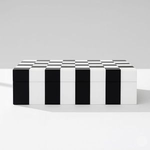 <b>Grey</b> Brown Dual Tone Stripe Resin Inlay MDF Decorative <b>Box</b> Handmade Organizer for Jewelry and Contemporary Home Decor - Product Image 1