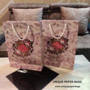 Unique Luxury <b>Paper</b> Gift Bags With Rose <b>Pattern</b> Glossy Finish Flat Handles Reusable Art <b>Paper</b> Packaging - Product Image 5