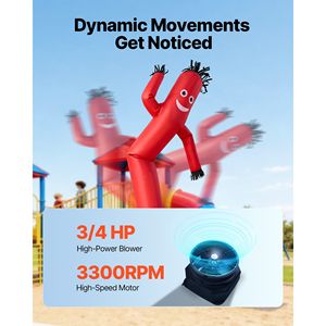 Hombre Inflable con Ventilador, 3 Metros de Altura, Bailarín de Tubo Ondulante, 3/4 HP, IPX3 Impermeable, Temática de Películas, Hombre Volador de 5m - Product Image 3