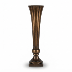 Vase trompette en métal argenté brillant, fait main, décoratif, pour la maison, les mariages, le salon, vase décoratif de sol - Product Image 5