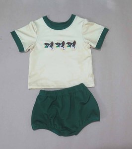 Ensemble de vêtements en coton pour garçon avec t-shirt à manches courtes et short brodés de canards, tenue décontractée, du nouveau-né à 10 ans - Product Image 4