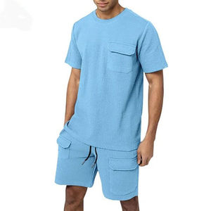 Custom Men's Textured T-Shirt & Cargo Shorts <b>Set</b> 100% Cotton Summer Casual Two Piece Outfit OEM ODM Manufacturer - Product Image 6