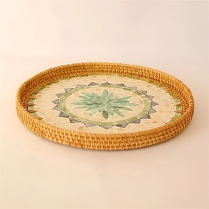 Hot Sale <b>Snacks</b> Food and Dessert Serving <b>Tray</b> For Home Kitchenware Restaurant Usage Round Rattan Serving <b>Tray</b> in Lowest Price - Product Image 2