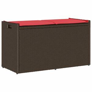 Banc de rangement de patio en polyrotin marron de 39,4 po avec coussin - Product Image 1