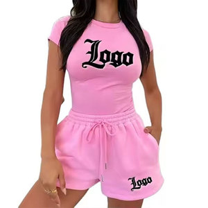 Nuevo Conjunto de Verano para Mujer, Estilo Informal, Ligero, 100% Algodón, Camiseta de Manga Corta y Pantalones Cortos con Cordón - Product Image 1