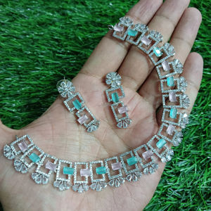 Classic American Diamond Bridal Jewelry Set Two-Piece <b>Necklace</b> <b>and</b> <b>Earrings</b> for Wedding Fashionable Classic Style - Product Image 1