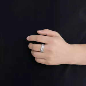 Trendy Hip Hop Moissanite Diamond Eternity Band <b>Ring</b> Bold Fashion Statement Jewelry Wedding Gift <b>for</b> <b>Men</b> and Women - Product Image 2