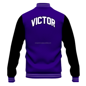 Custom Men's Windproof Polyester/Cotton Varsity Jacket Henry Collar Zipper Closure <b>Fleece</b> Lining Embroidery Options Casual Style - Product Image 4