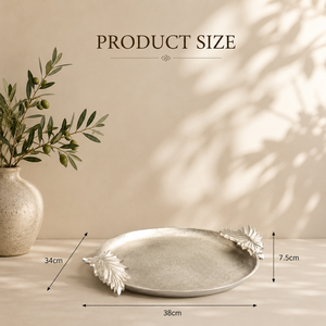 Colección de Platos Redondos de Aluminio Premium con Detalles de Hojas Inspirados en la Naturaleza y Refinados Detalles Hechos a Mano - Product Image 3