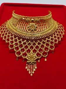 Collar de Oro Sólido de 22k para Novia, Joyería India para Boda, Auténtico Oro Amarillo con Filigrana Floral - Product Image 2