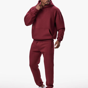 Fabricant de vêtements en gros, ensembles de survêtements d'hiver surdimensionnés pour hommes, en coton molletonné, logo personnalisé, respirant, léger, décontracté - Product Image 1