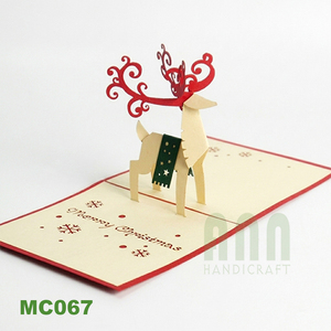 Tarjeta de Felicitación Navideña 3D Personalizada con Corte Láser, Diseño de Reno en Origami, Impresión Offset, Vietnam, Cumpleaños, Agradecimiento - Product Image 4