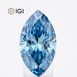 เพชรทรงมาร์คีส์สีน้ำเงินสดใส CVD ที่ได้รับการรับรองจาก IGI ผลิตในห้องปฏิบัติการ |   เพชรหลวม VS1 |   การทำเครื่องประดับหินตามสั่ง - Product Image 1
