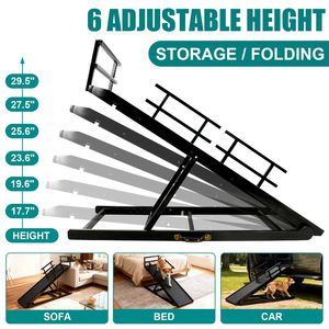 Rampa Plegable de Madera para Perros con Tapete de Goma Antideslizante y 3 Barandas Laterales de Seguridad Extraíbles para Sofá o Cama - Camas y Accesorios para Mascotas - Product Image 4