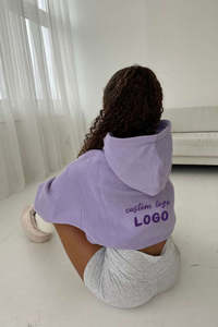 เสื้อพูลโอเวอร์ผ้าฝ้ายคุณภาพสูง 100% เนื้อหนา ทรงโอเวอร์ไซส์ สวมใส่สบาย ทรงหลวม ยืดหยุ่นได้ แต่งขอบยางยืด ประดับด้วยคริสตัล - Product Image 4