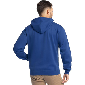 Sweat-shirt à capuche bleu royal zippé, coupe classique, décontracté, pour l'automne, 100 % coton molletonné tricoté, couleur unie - Product Image 2