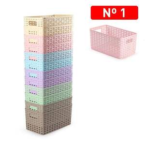 Panier de rangement en plastique coloré CESTA RATTAN N°1 5L 28x15CM Multifonctionnel et élégant - Product Image 1