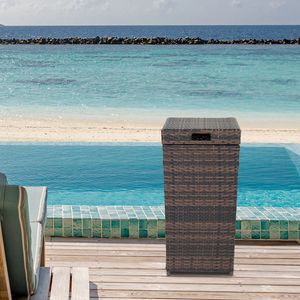 Cestino per Rifiuti in Rattan Marrone Sfumato con Coperchio e Telaio in Ferro per Uso Interno/Esterno - Capacità 240L - Product Image 2