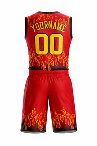 Uniforme de basket-ball de qualité supérieure pour hommes, design personnalisé rouge feu, uniforme de sport personnalisé pour le basket-ball - Product Image 2