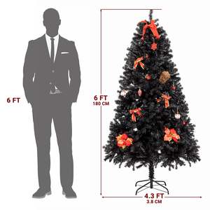 Árbol de Navidad de PVC y hierro de 1600 ramas de 6 pies con soporte de árbol de Navidad negro - Product Image 5