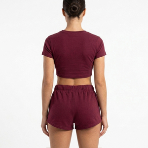 Conjunto de Camiseta Corta y Pantalones Cortos de Algodón y Poliéster Transpirable de Último Diseño, Ropa de Verano Informal para Mujer - Product Image 3