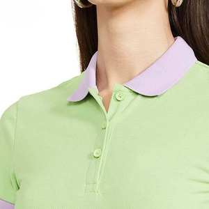 Camiseta polo de cuello colorido, transpirable y de secado rápido para mujer, al por mayor. - Product Image 2