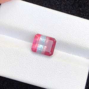 Turmalina tricolor natural rara, piedra preciosa suelta con corte esmeralda, cristal para la fabricación de joyas y colección. - Product Image 1