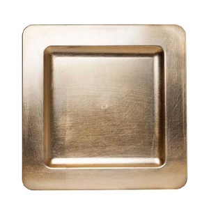 Simply Elegant 13 Inch <b>Square</b> Plastic Charger Plate 6-Pack Service Plate for Party Dinner Wedding Flat <b>Edge</b> Shiny Foil Finish - Product Image 1