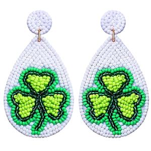 Conception perlée d'arbre de Noël balancent la boucle d'oreille de broderie perlée à la main bijoux élégants exclusifs et à la mode belle d'Inde - Product Image 2