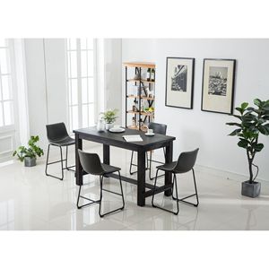 Set da Pranzo Bronco in Legno Anticato con Tavolo Alto e Quattro Sedie Grigie per la Casa Moderna - Product Image 2