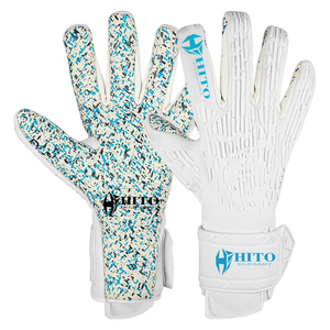 Gants de gardien de but de football en néoprène blanc sur mesure de qualité supérieure, avec sangle élastique allemande de 4 mm, coupe hybride. - Product Image 5